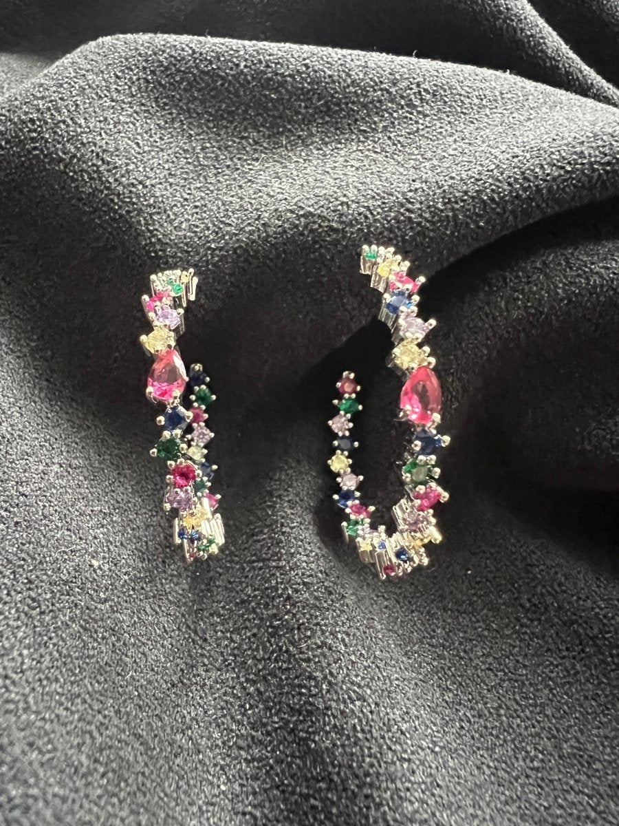 Colour glass hooped earrings
