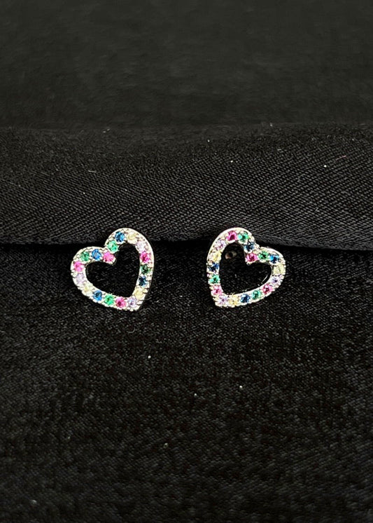 Colourful gem heart earrings