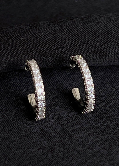 Diamanté hoop earrings.