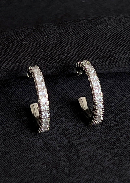 Diamanté hoop earrings.