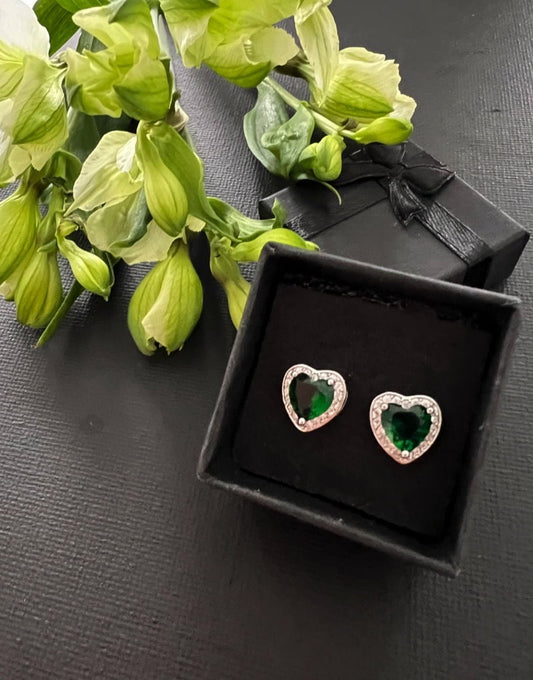 Diamanté rim heart earrings