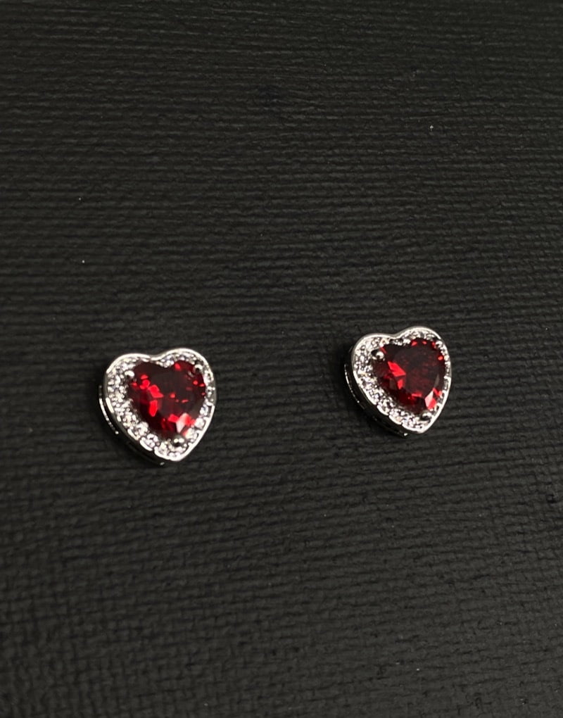 Diamanté rim heart earrings