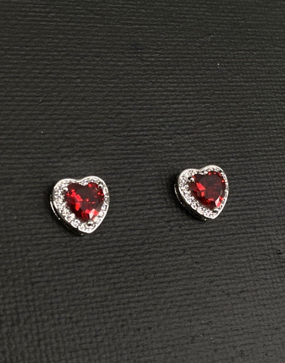 Diamanté rim heart earrings