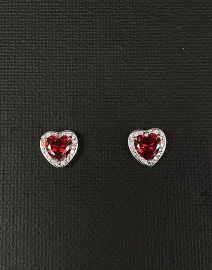 Diamanté rim heart earrings