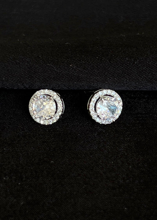 Double diamanté circle earrings