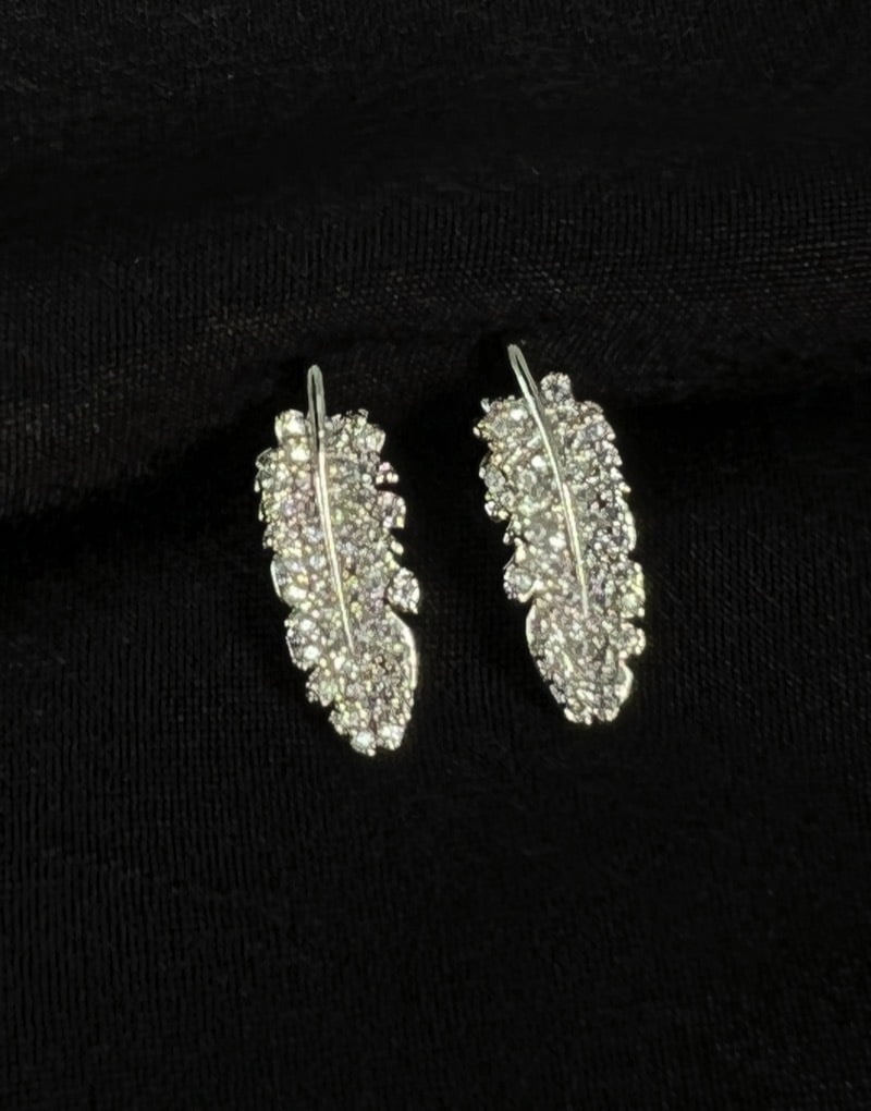 Feather diamanté earrings