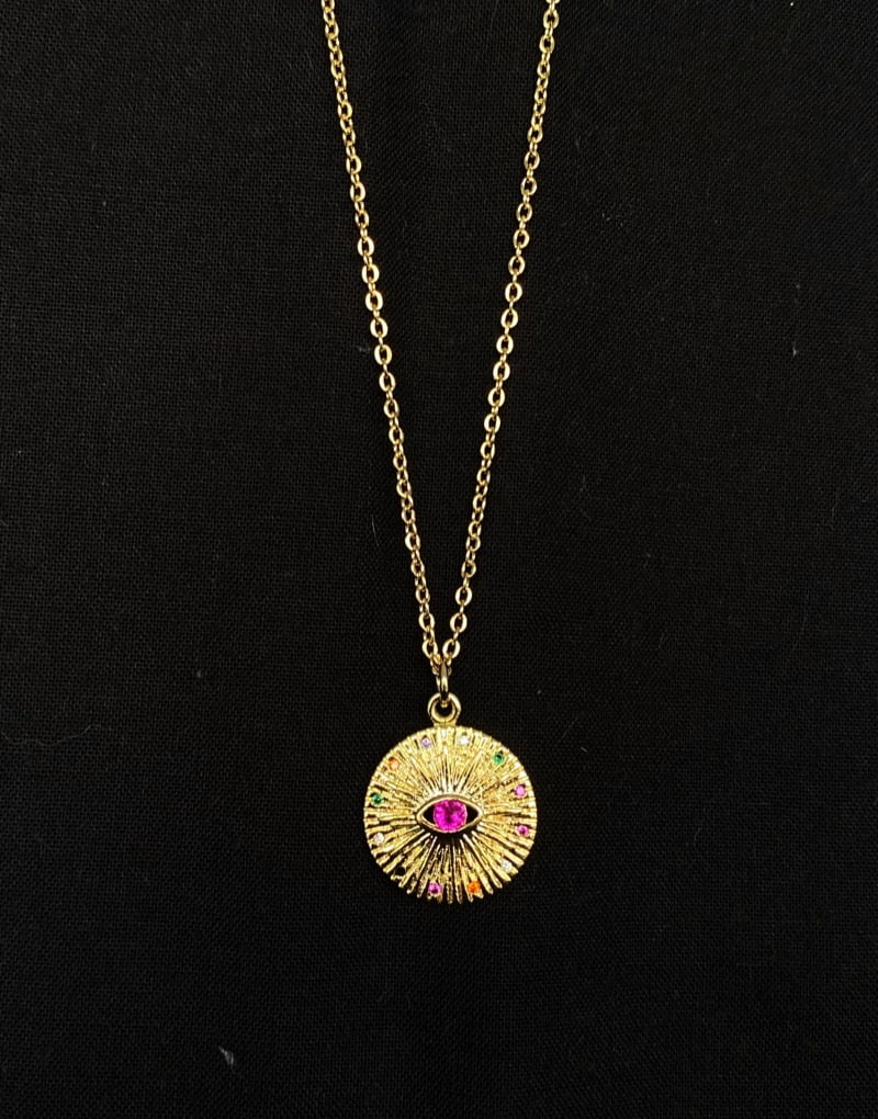Gold/Rainbow gem necklace