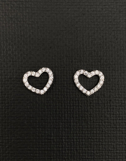 Hollow silver heart earrings