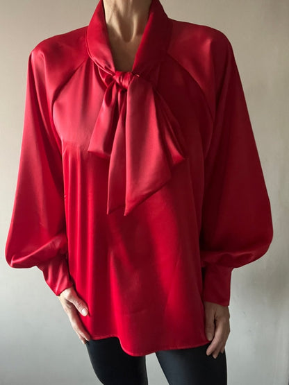 Red tie blouse