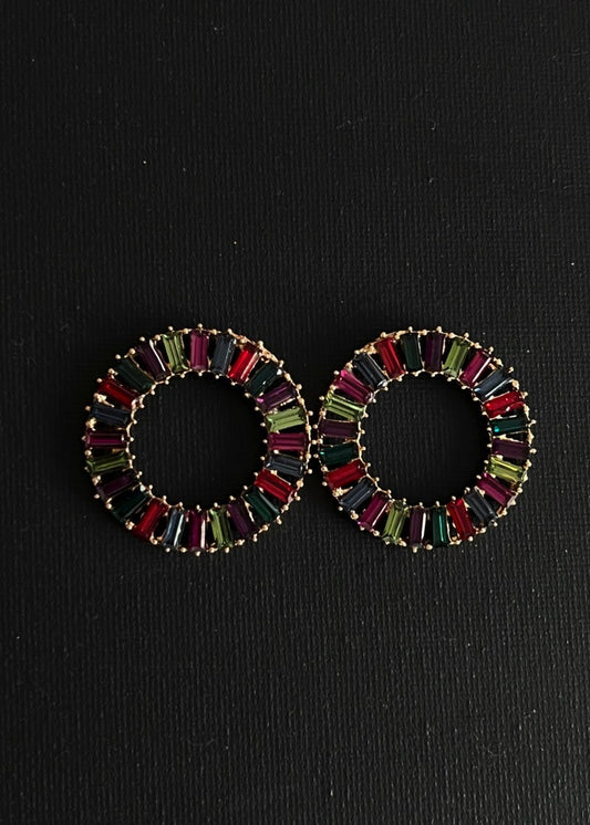 Statement rainbow circle earrings - Nickel Free
