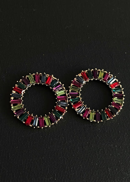 Statement rainbow circle earrings - Nickel Free