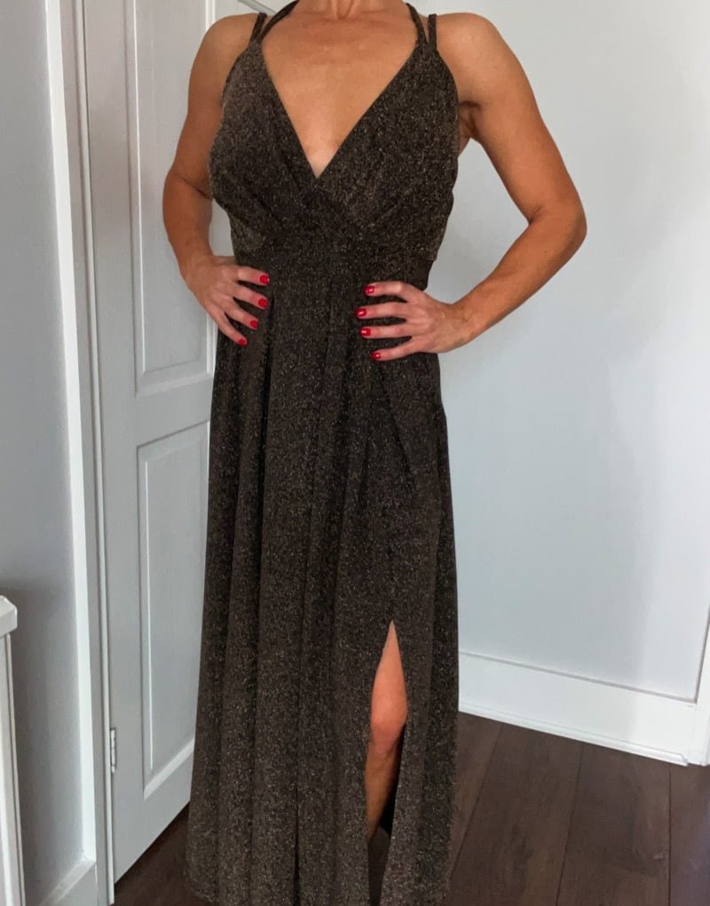 Black Dress With Gold Sparkles Strappy Black/Gold sparkle dress Black Dress With Gold Sparkles Strappy Black/Gold sparkle dress