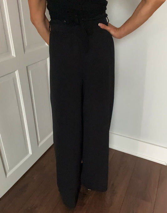 Wide leg trousers with elasticated waist